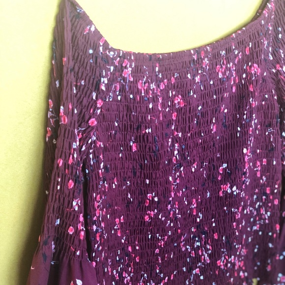 Express Off the Shoulder Long-Sleeve Top w/ Flare Sleeves in Maroon, Medium - Picture 3 of 4